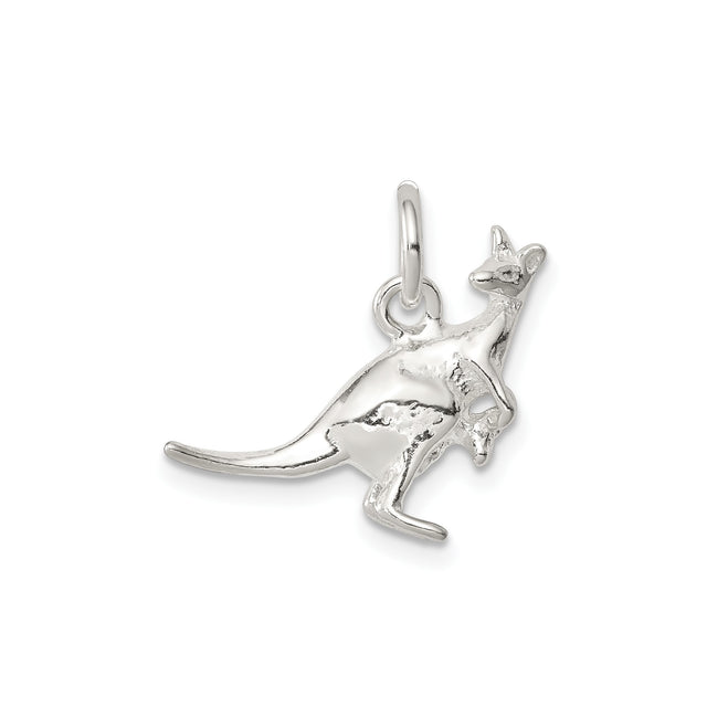 Sterling Silver Kangaroo Pendant with Joey, Australian Wildlife Travel Charm