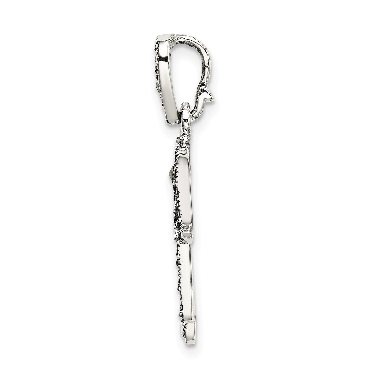 Sterling Silver Hamsa Hand Pendant with Marcasite, Eye Symbol and Spiritual Protection Theme