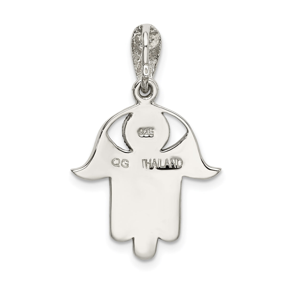 Sterling Silver Hamsa Hand Pendant with Marcasite, Eye Symbol and Spiritual Protection Theme