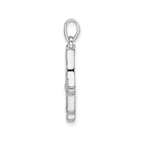 Sterling Silver Hamsa Hand Pendant with Cubic Zirconia, Intricate Scrollwork Design for Women