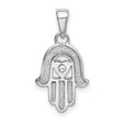 Sterling Silver Hamsa Hand Pendant with Clear Glass Stone, Spiritual Protection Charm