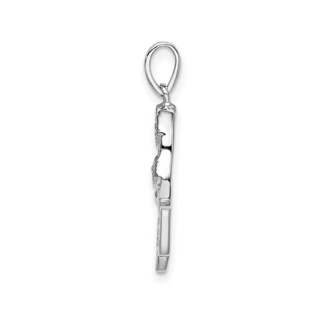 Sterling Silver Hamsa Hand Pendant with Cubic Zirconia and Evil Eye Design