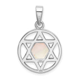 Sterling Silver Star of David Pendant with Mother of Pearl Inlay, Jewish Faith Charm