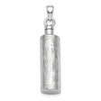 Sterling Silver Cylinder Pendant with Leaf Engraving, Scroll Message Holder Memorial Charm