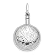 Sterling Silver Perfume Pendant with Floral Engraving and Beaded Edge for Women
