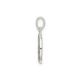 Sterling Silver Initial Pendant, Textured Letter A in Circle Frame Charm