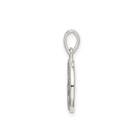 Sterling Silver Initial Pendant, Textured Letter A in Circle Frame Charm