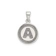 Sterling Silver Initial Pendant, Textured Letter A in Circle Frame Charm