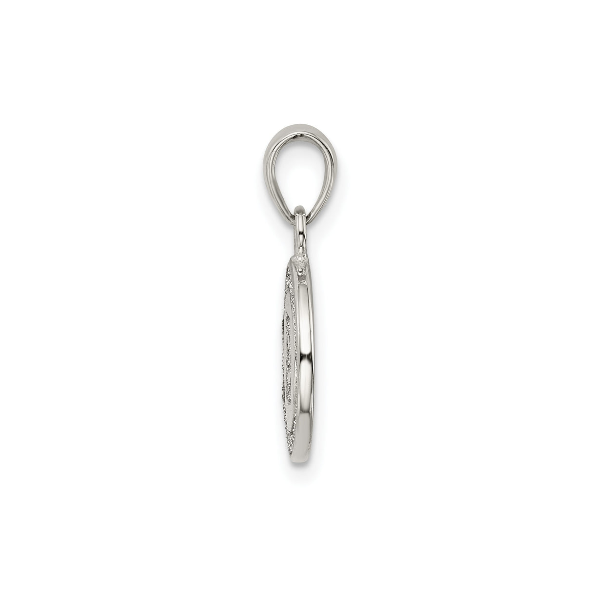 Sterling Silver Initial Pendant with Raised Letter B, Textured Round Design for Women