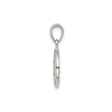 Sterling Silver Initial Pendant with Raised Letter B, Textured Round Design for Women