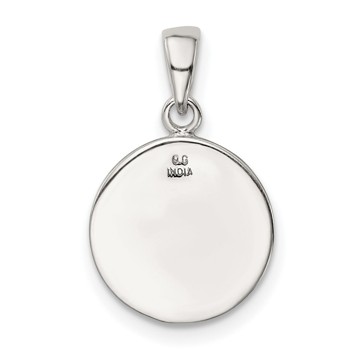 Glitter Enamel Letter C Circle Charm Pendant in Real 925 Sterling Silver