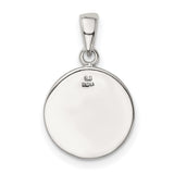 Glitter Enamel Letter C Circle Charm Pendant in Real 925 Sterling Silver