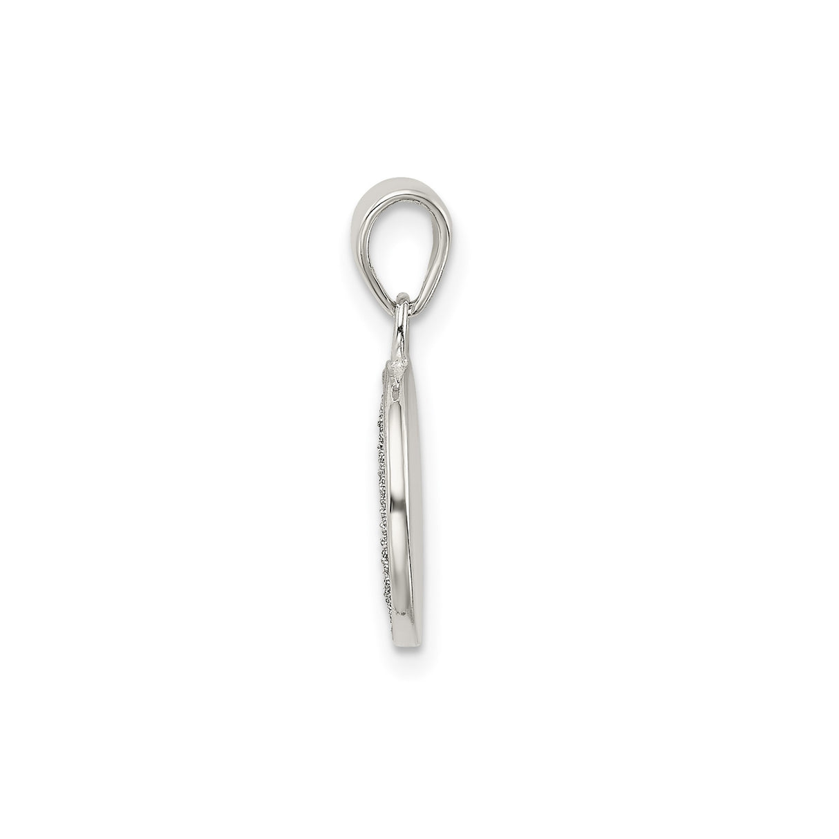 Sterling Silver Round Initial Pendant, Glitter Textured Letter D Monogram Charm