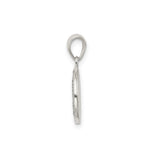 Sterling Silver Round Initial Pendant, Glitter Textured Letter D Monogram Charm