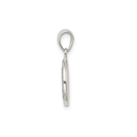 Sterling Silver Round Initial Pendant, Glitter Textured Letter D Monogram Charm
