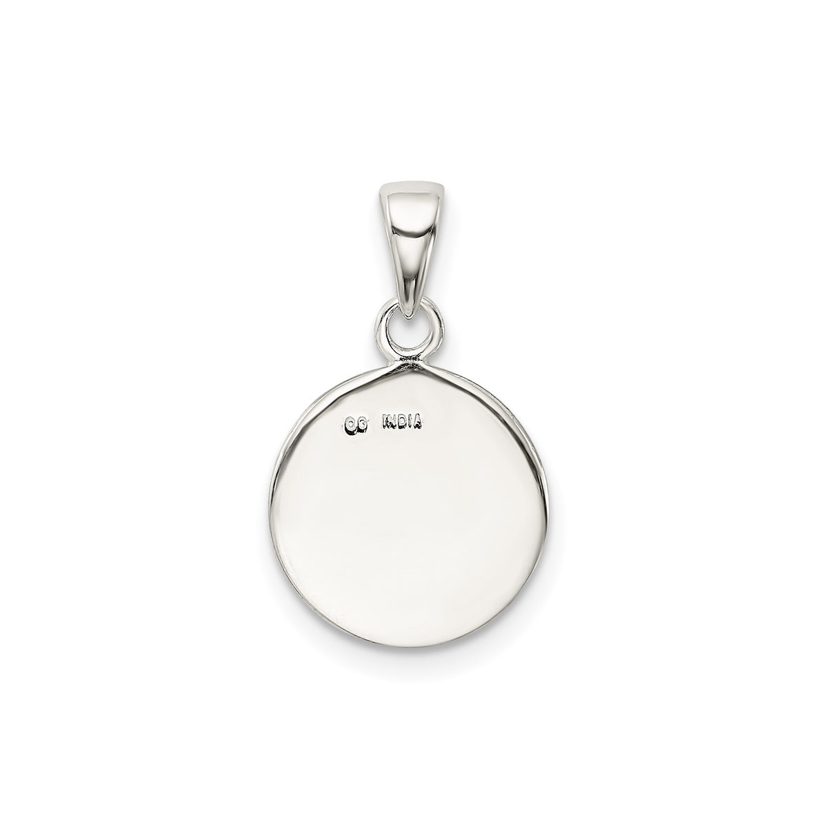 Sterling Silver Round Initial Pendant, Glitter Textured Letter D Monogram Charm