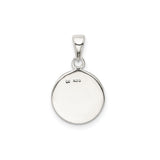 Sterling Silver Round Initial Pendant, Glitter Textured Letter D Monogram Charm