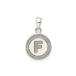 Sterling Silver Initial Pendant with Raised Letter F in Textured Circle Frame