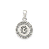 Sterling Silver Pendant with Textured Letter G Design, Lightweight Alphabet Charm for Women