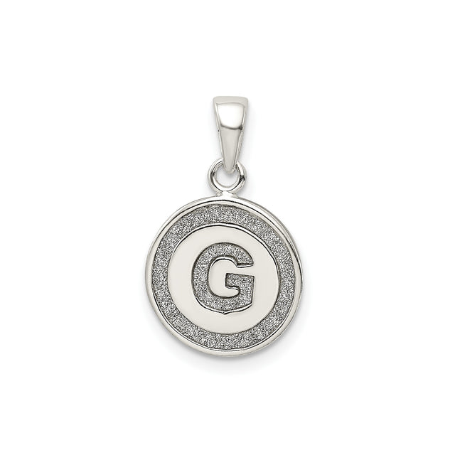 Sterling Silver Pendant with Textured Letter G Design, Lightweight Alphabet Charm for Women