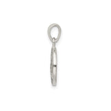 Sterling Silver H Pendant, Textured Circular Alphabet Charm with Enameled Detail
