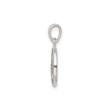 Sterling Silver H Pendant, Textured Circular Alphabet Charm with Enameled Detail