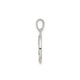 Sterling Silver Round Initial Pendant with Letter J, Textured Disc Monogram Charm