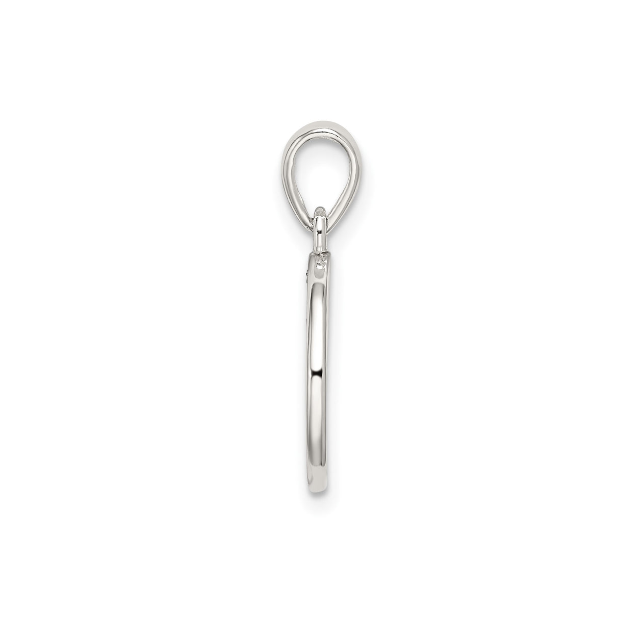 Sterling Silver Round Pendant with Raised Letter K and Textured Glitter Border
