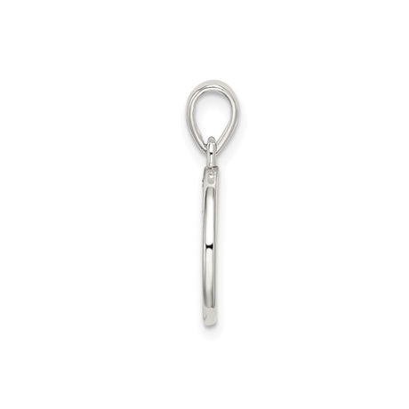 Sterling Silver Round Pendant with Raised Letter K and Textured Glitter Border