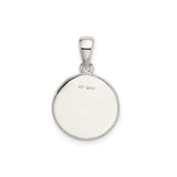 Sterling Silver Round Pendant with Raised Letter K and Textured Glitter Border
