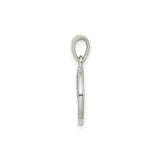 Sterling Silver Initial L Pendant with Textured Circle Border and Polished Center