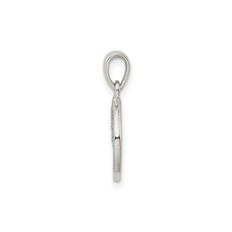 Sterling Silver Initial L Pendant with Textured Circle Border and Polished Center