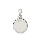 Sterling Silver Initial L Pendant with Textured Circle Border and Polished Center