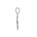 Sterling Silver Round Initial Pendant with Textured Border, Letter M Charm