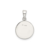 Sterling Silver Round Initial Pendant with Textured Border, Letter M Charm