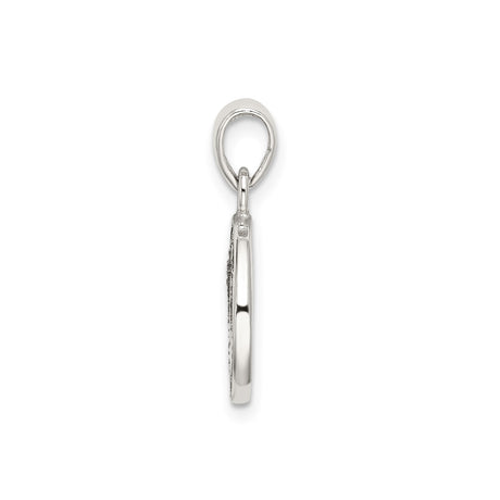 Sterling Silver Initial N Pendant with Textured Round Disc Charm Jewelry