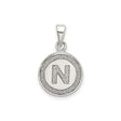 Sterling Silver Initial N Pendant with Textured Round Disc Charm Jewelry