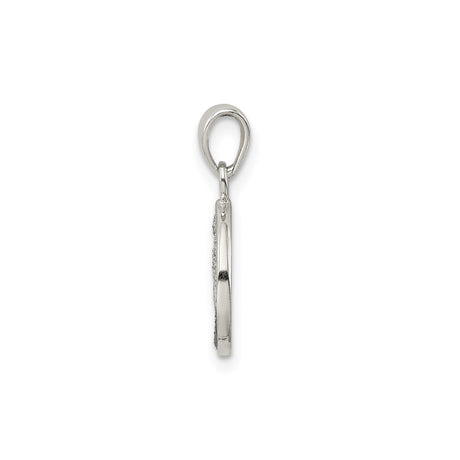 Sterling Silver Circle Pendant with Textured Concentric Rings, Geometric Modern Design