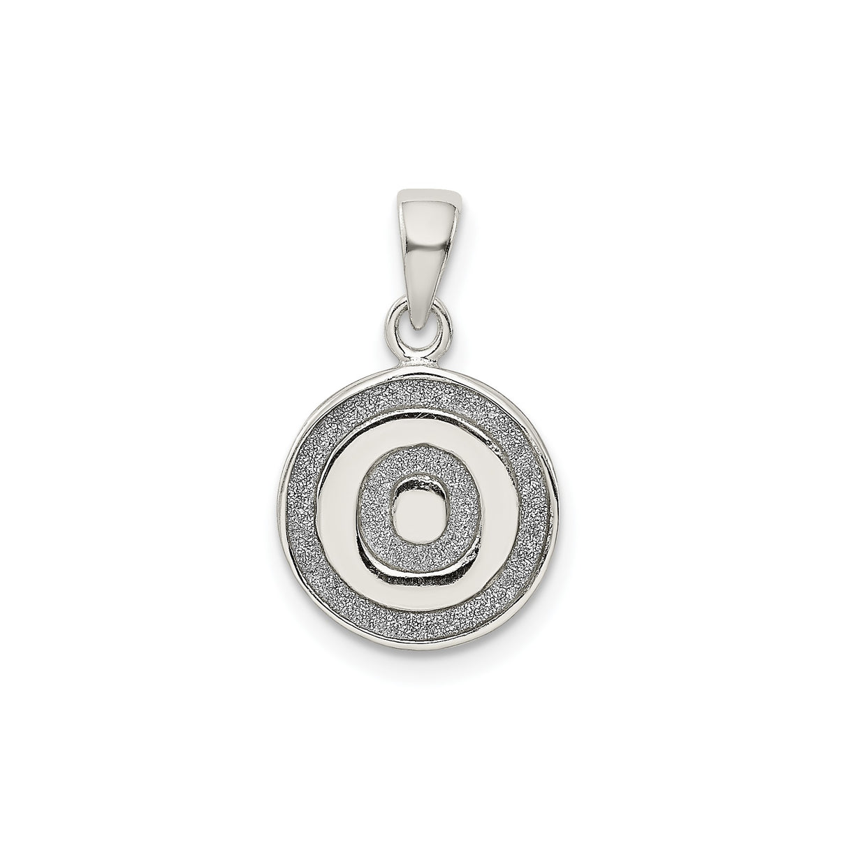 Sterling Silver Circle Pendant with Textured Concentric Rings, Geometric Modern Design