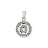 Sterling Silver Circle Pendant with Textured Concentric Rings, Geometric Modern Design