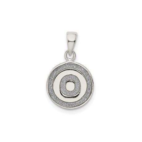 Sterling Silver Circle Pendant with Textured Concentric Rings, Geometric Modern Design