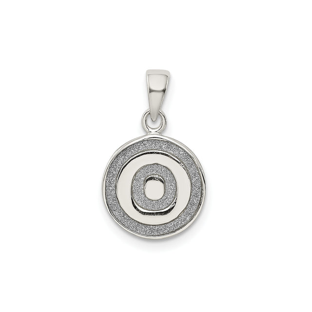 Sterling Silver Circle Pendant with Textured Concentric Rings, Geometric Modern Design
