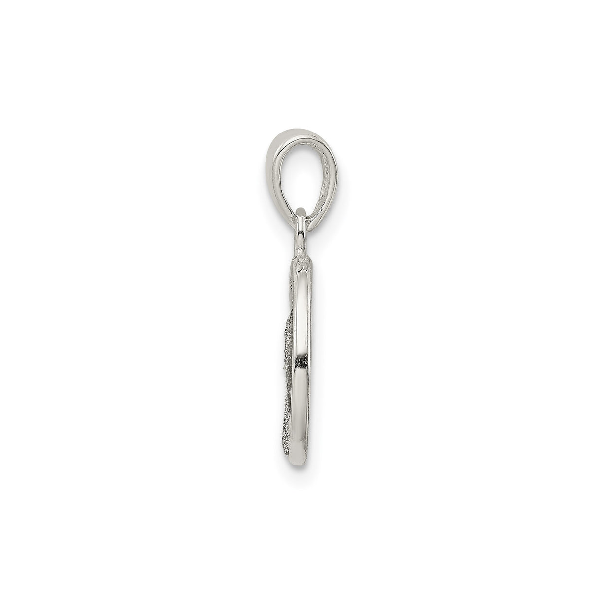 Sterling Silver Initial Pendant with Letter P, Round Textured Border Design, Unisex Charm