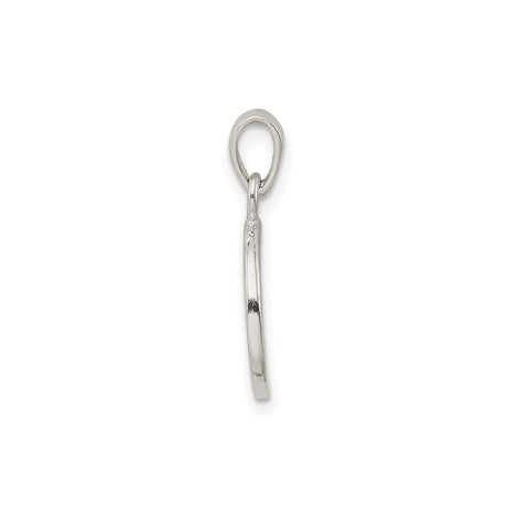 Sterling Silver Letter R Pendant, Textured Circle Initial Charm, Unisex Monogram Jewelry