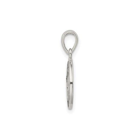 Sterling Silver Initial S Pendant, Round Textured Medallion Letter Charm, Unisex Monogram Jewelry