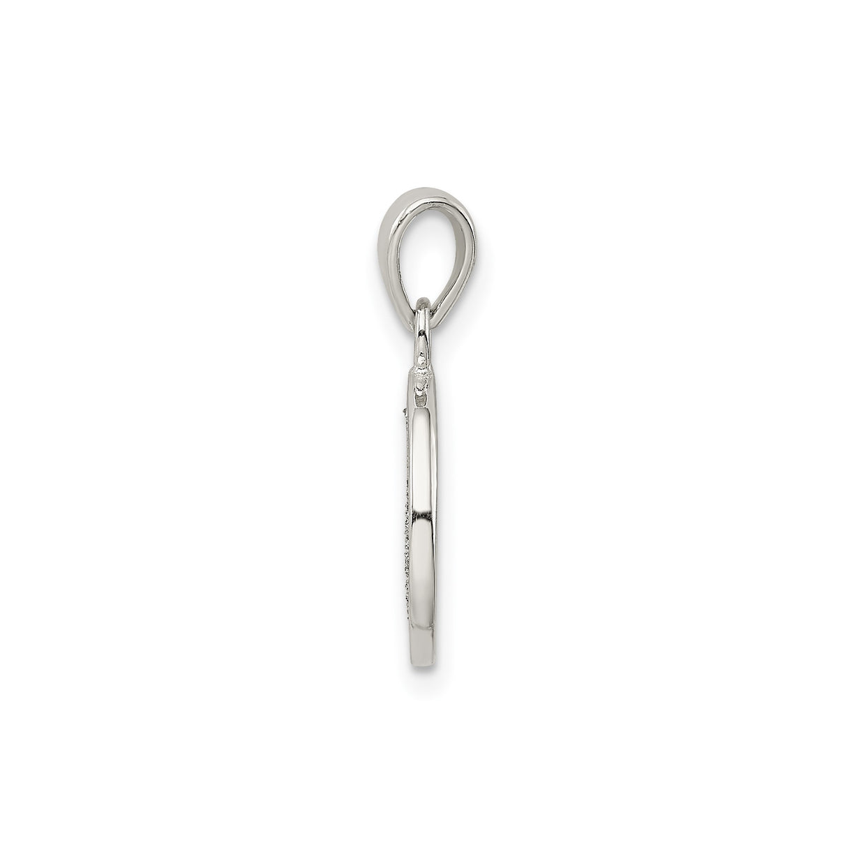 Sterling Silver Initial Pendant with Raised Letter V and Sandblasted Border Charm