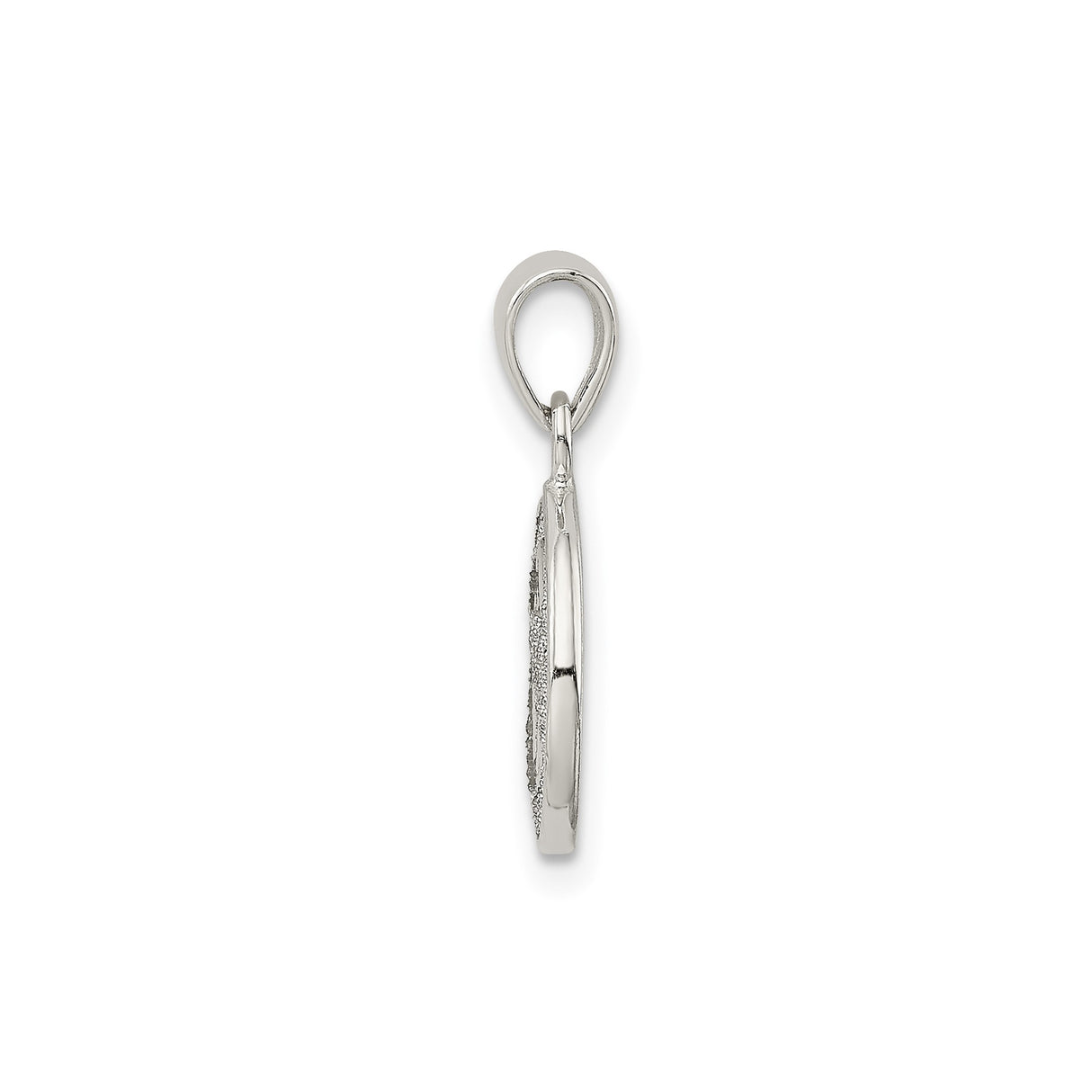 Sterling Silver W Initial Pendant, Textured Round Letter Charm with Polished Finish