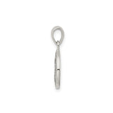 Sterling Silver W Initial Pendant, Textured Round Letter Charm with Polished Finish