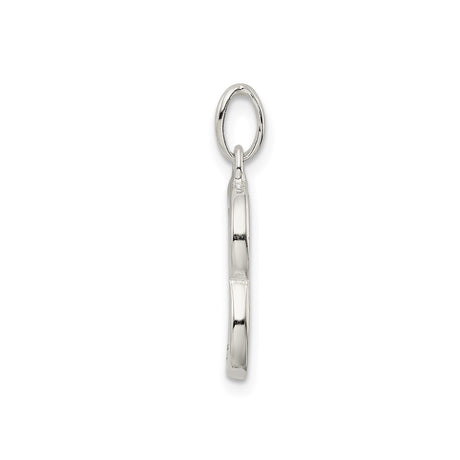Sterling Silver Letter B Pendant Charm with Polished and Textured Design
