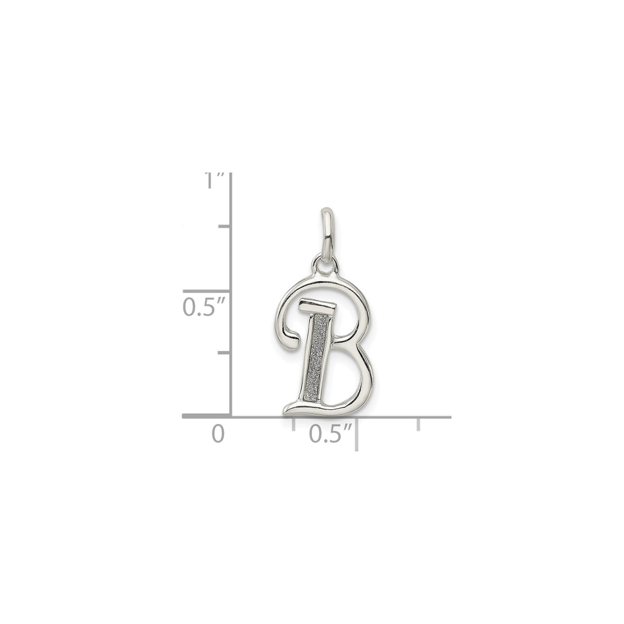 Sterling Silver Letter B Pendant Charm with Polished and Textured Design